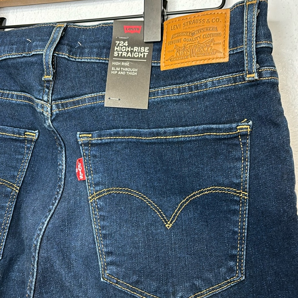 Levi's 724 High-Rise Straight Leg Dark Blue Jeans